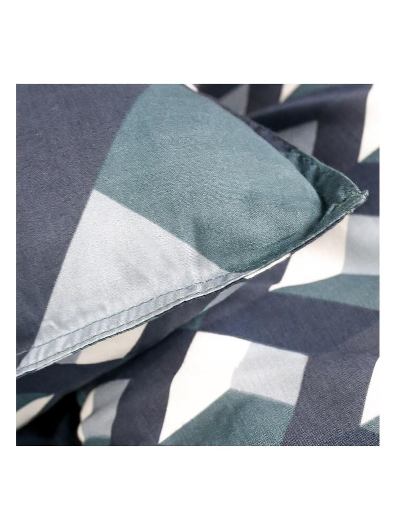 Parure de lit coton 2 personnes imprimé graphique SUNSHINE Bleu - Kiabi
