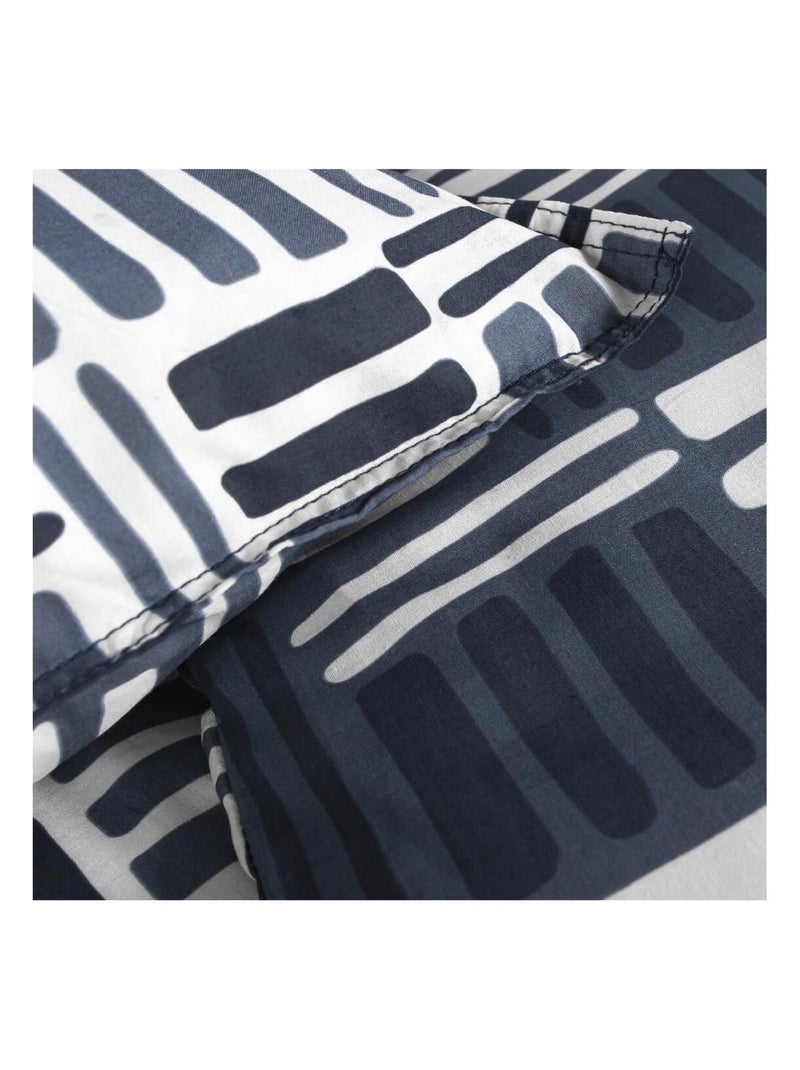 Parure de lit coton 2 personnes imprimé graphique SUNSHINE Bleu - Kiabi