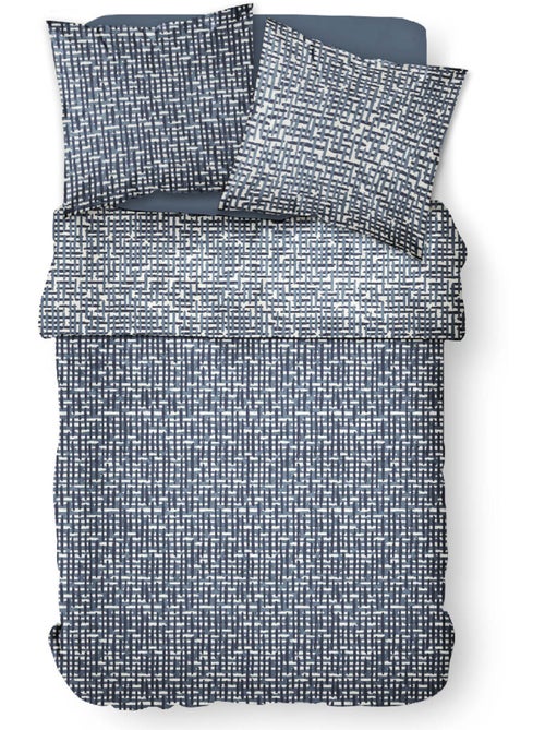 Parure de lit coton 2 personnes imprimé rayures SUNSHINE - Kiabi