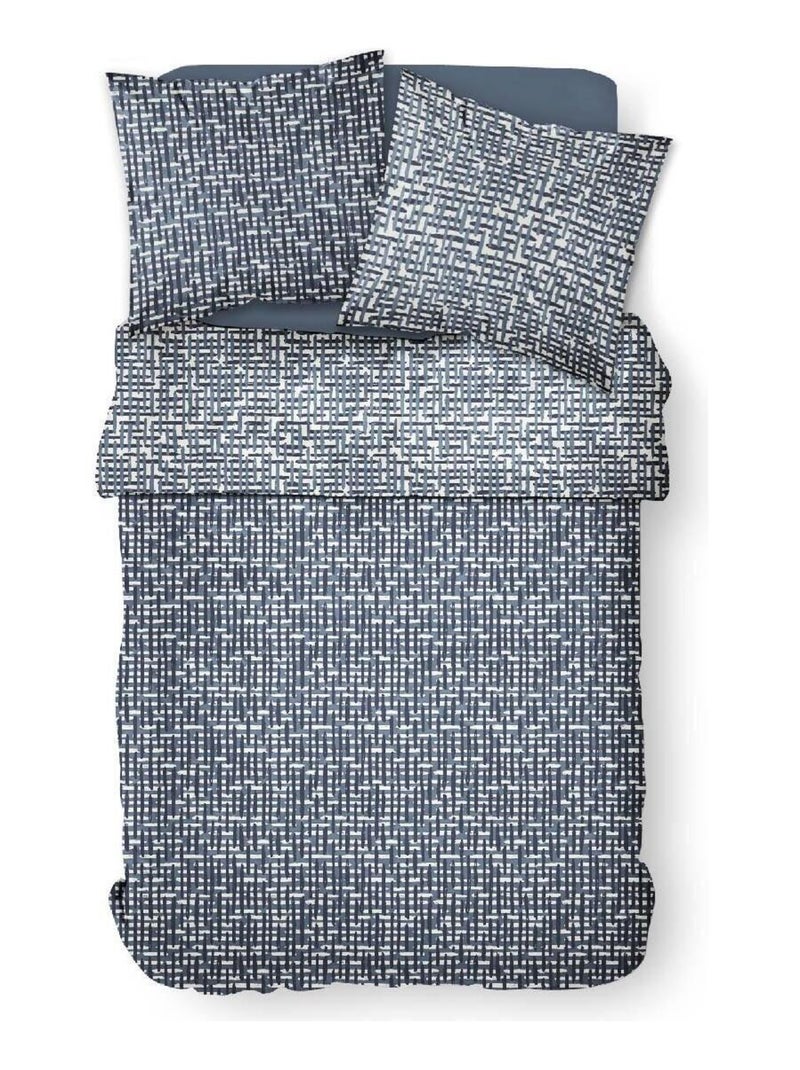 Parure de lit coton 2 personnes imprimé rayures SUNSHINE Blanc - Kiabi