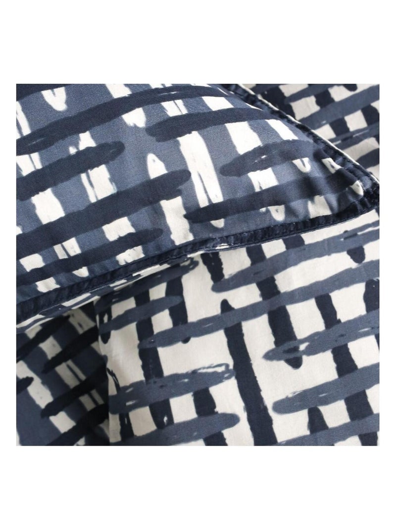 Parure de lit coton 2 personnes imprimé rayures SUNSHINE Blanc - Kiabi