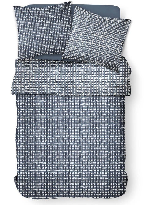 Parure de lit coton 2 personnes imprimé rayures SUNSHINE - Kiabi