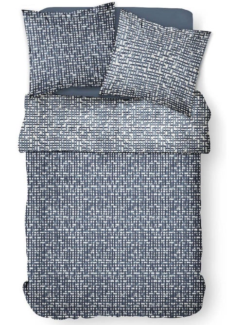Parure de lit coton 2 personnes imprimé rayures SUNSHINE - Kiabi