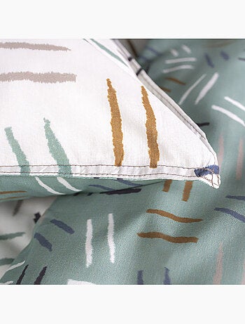 Parure de lit coton 2 personnes imprimé rayures SUNSHINE