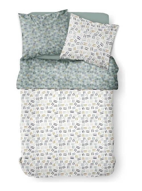 Parure de lit coton 2 personnes imprimé rayures SUNSHINE - Kiabi