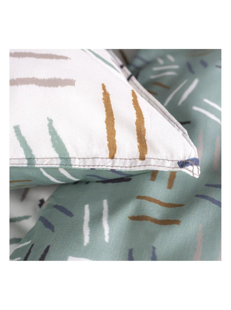 Parure de lit coton 2 personnes imprimé rayures SUNSHINE Blanc - Kiabi