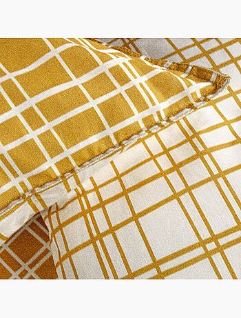 Parure de lit coton 2 personnes imprimé rayures SUNSHINE