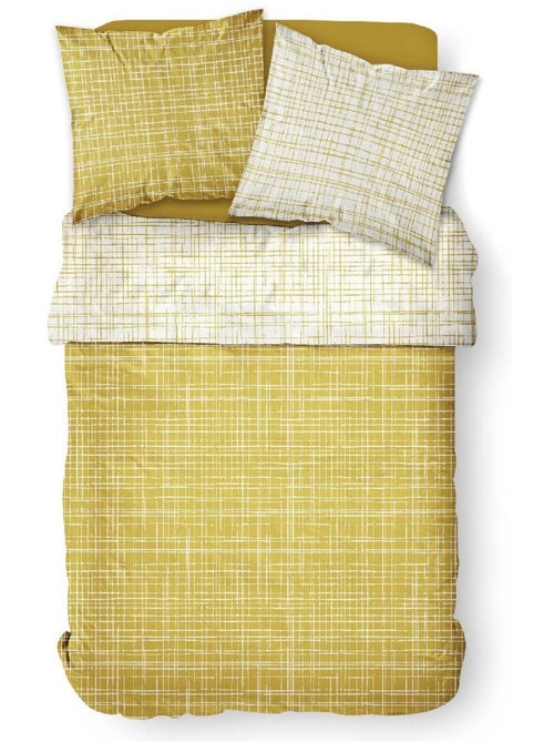 Parure de lit coton 2 personnes imprimé rayures SUNSHINE - Kiabi
