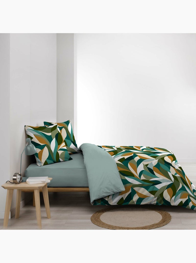 Parure de lit coton 42 fils imprimé Swany + 2 taies Vert - Kiabi