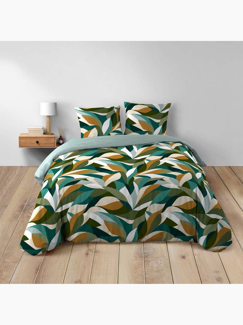 Parure de lit coton 42 fils imprimé Swany + 2 taies Vert - Kiabi