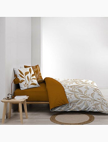 Parure de lit – Coton 42 fils – Motif feuillage – 2 taies assorties