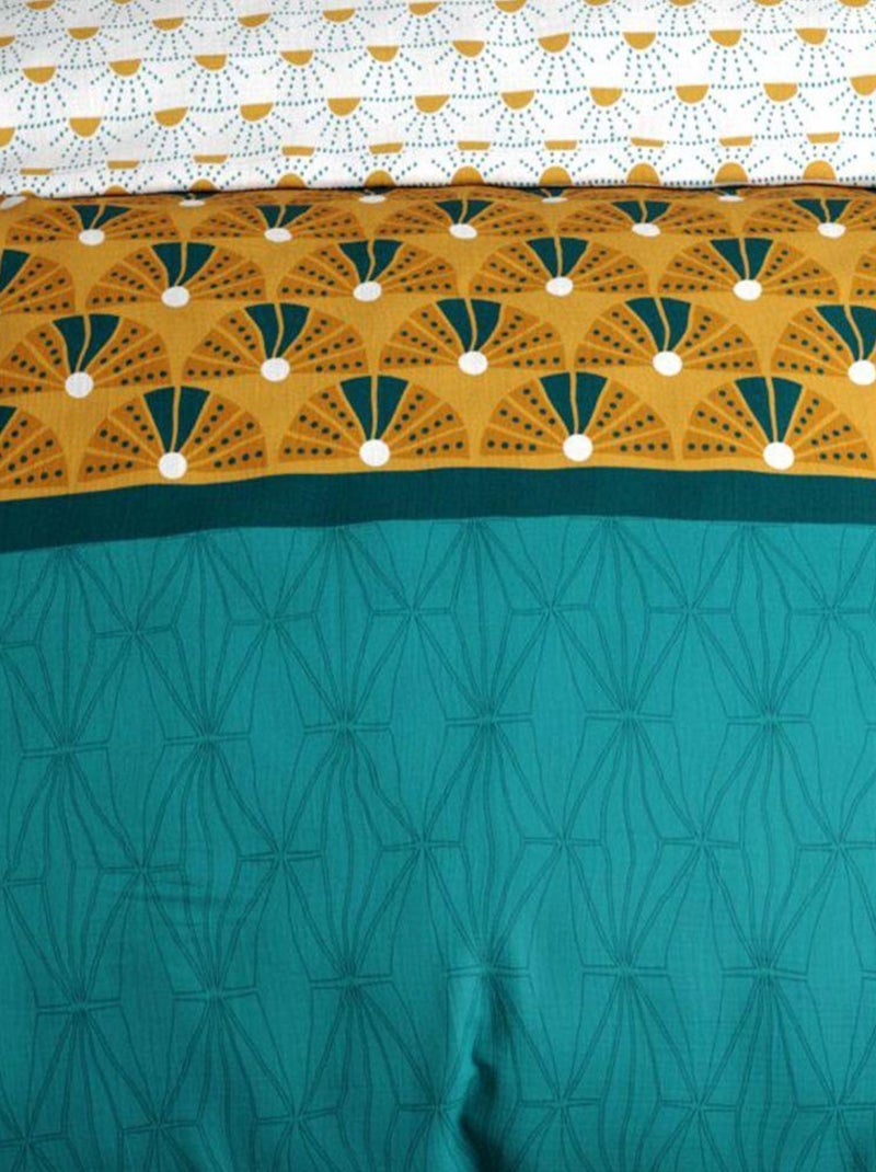 Parure de lit coton 57 fils - 3 pièces Drama Vert - Kiabi