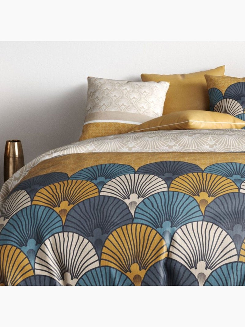 Parure de lit coton 57 fils - 3 pièces Kama Jaune - Kiabi