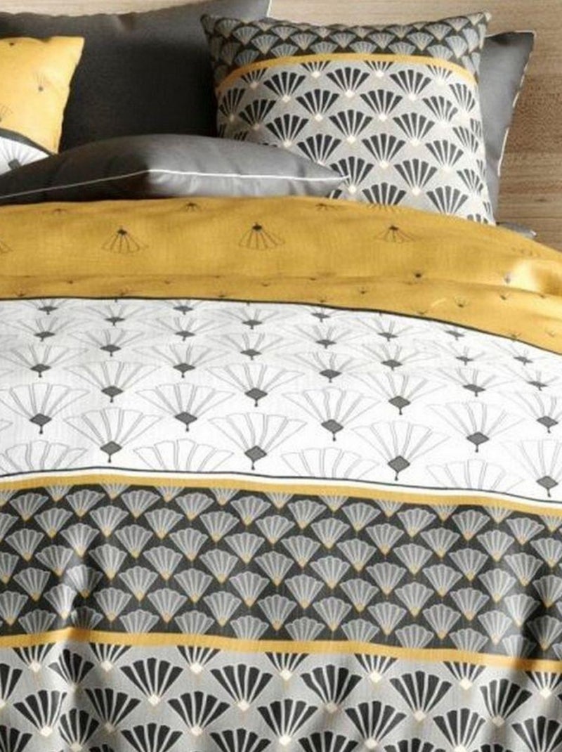 Parure de lit coton 57 fils - 3 pièces Lea Gris - Kiabi