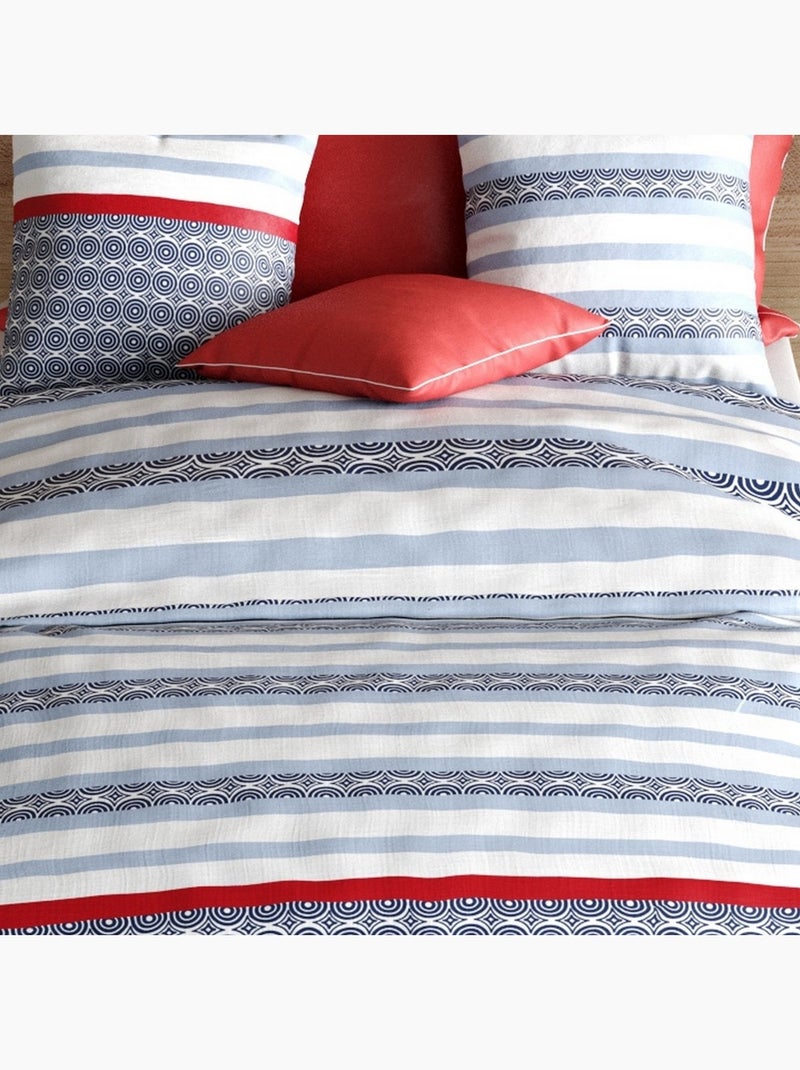 Parure de lit Coton 57 fils Santorini Bleu - Kiabi
