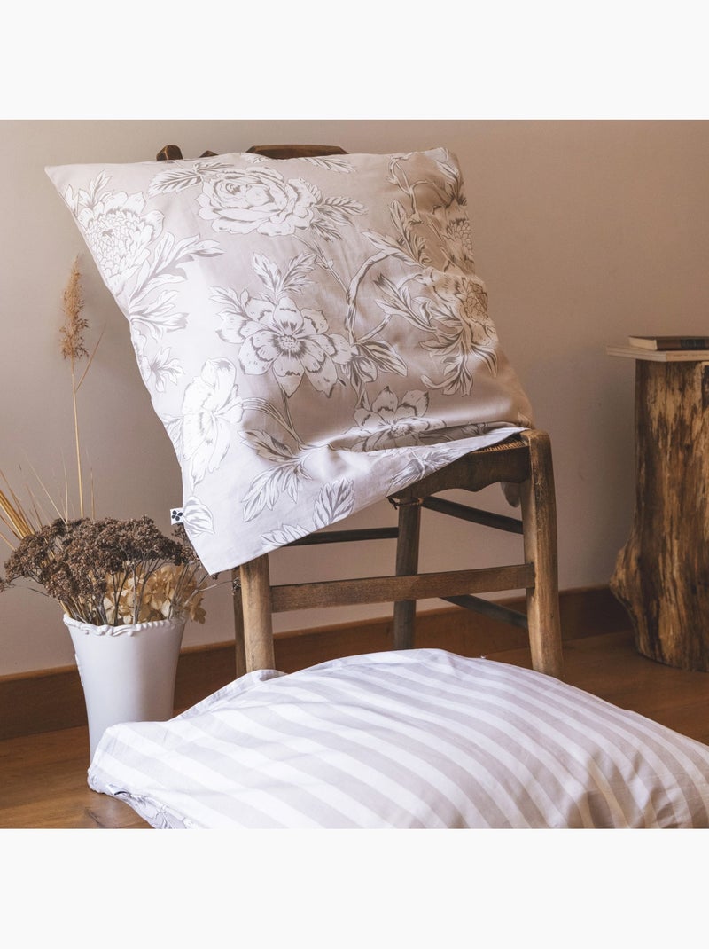 Parure de lit coton à fleurs Beige - Kiabi