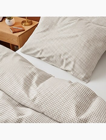 Parure de lit coton à petits carreaux Vichy