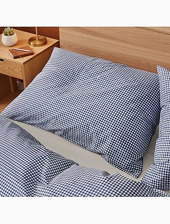 Parure de lit coton à petits carreaux Vichy