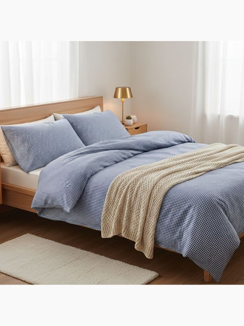 Parure de lit coton à petits carreaux Vichy - Kiabi