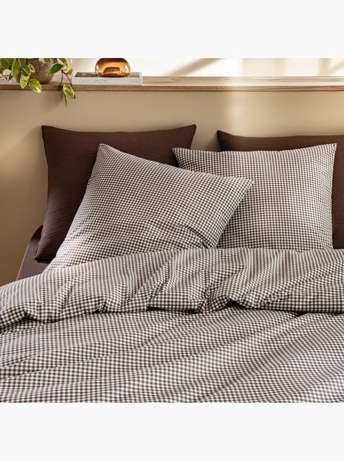 Parure de lit coton à petits carreaux Vichy - Kiabi