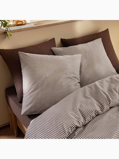 Parure de lit coton à petits carreaux Vichy - Kiabi