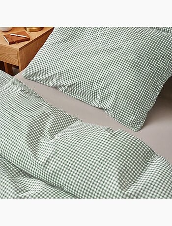 Parure de lit coton à petits carreaux Vichy