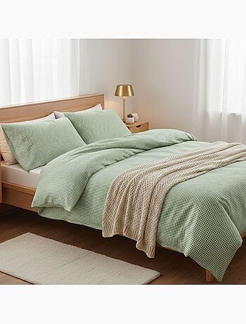 Parure de lit coton à petits carreaux Vichy