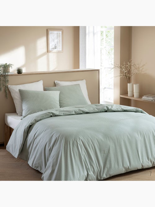 Parure de lit coton à petits carreaux Vichy - Kiabi