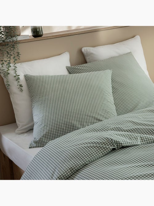 Parure de lit coton à petits carreaux Vichy - Kiabi