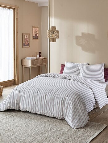 Parure de lit coton à rayures