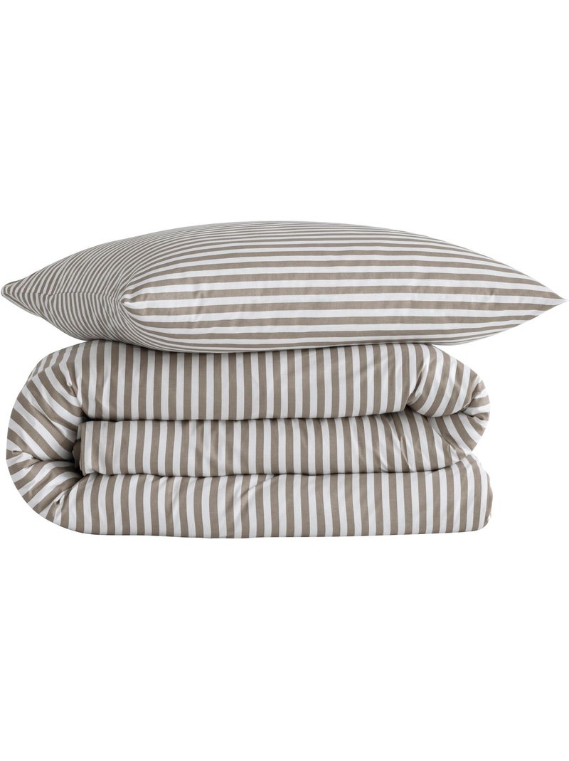 Parure de lit coton à rayures Horizon Taupe - Kiabi