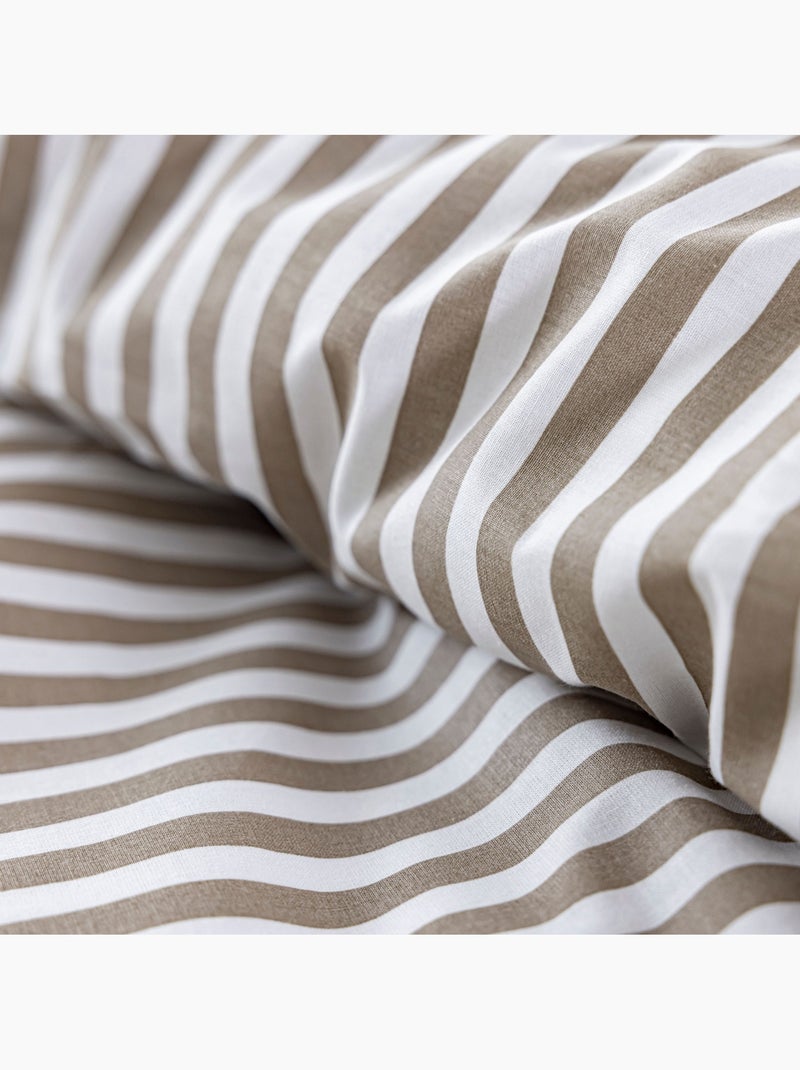 Parure de lit coton à rayures Horizon Taupe - Kiabi