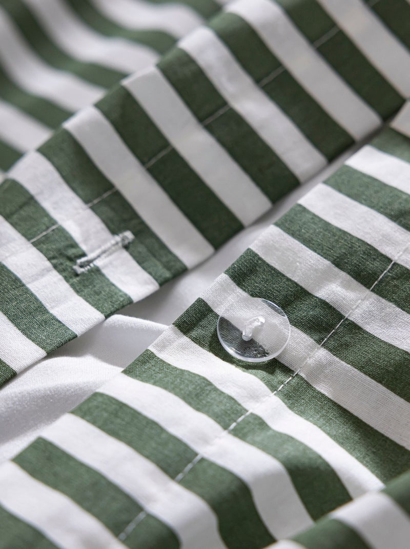 Parure de lit coton à rayures Horizon Vert - Kiabi