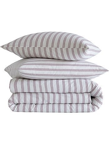 Parure de lit coton à rayures Pointillé