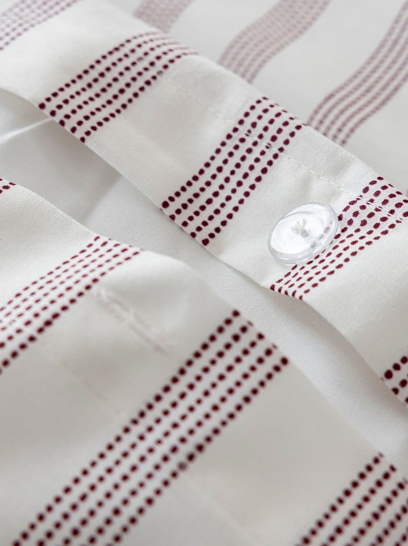 Parure de lit coton à rayures Pointillé Bordeaux - Kiabi