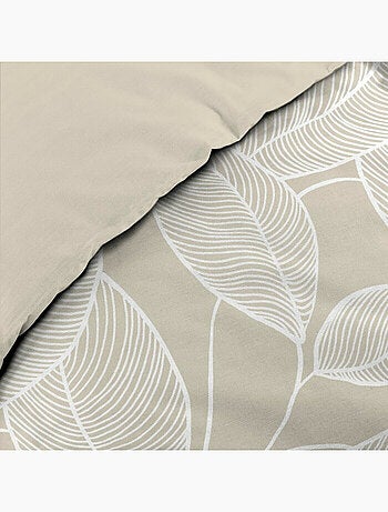 Parure de lit 3 pièces en coton à motif feuilles housse + taies