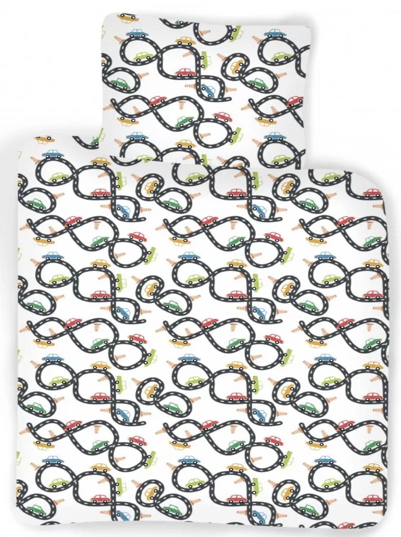 Parure de lit coton bébé Auto Vroom Vroom Blanc - Kiabi