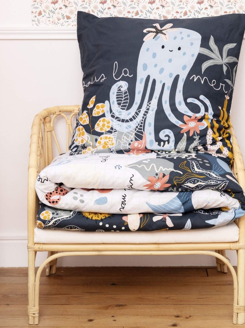 Parure de lit coton Bleu - Kiabi