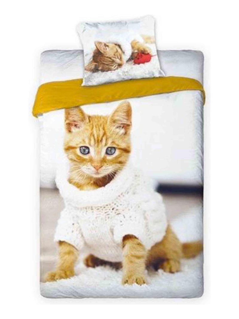 Parure de lit coton Chaton Roux Blanc - Kiabi