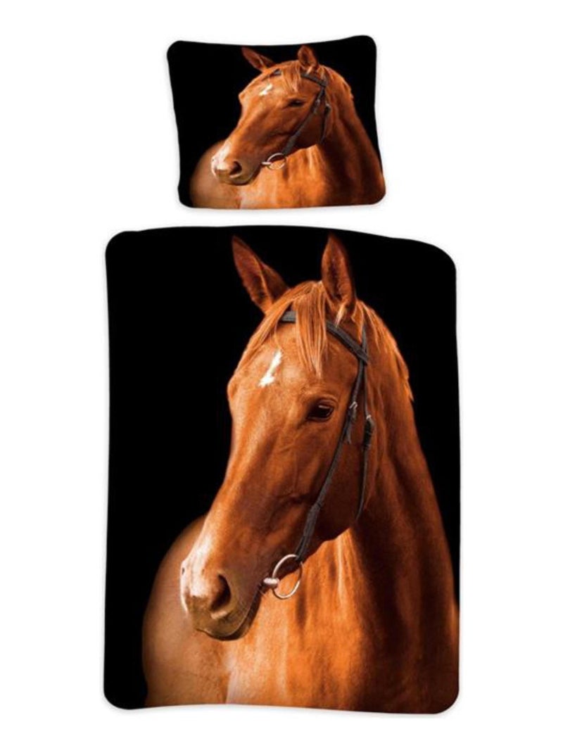 Parure de lit coton Cheval Brun Marron - Kiabi
