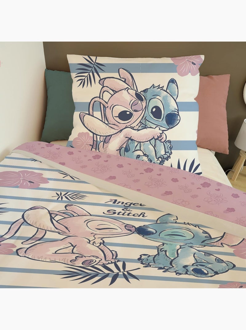 Parure de lit Coton Disney PROMO LINGE Stitch Rose - Kiabi