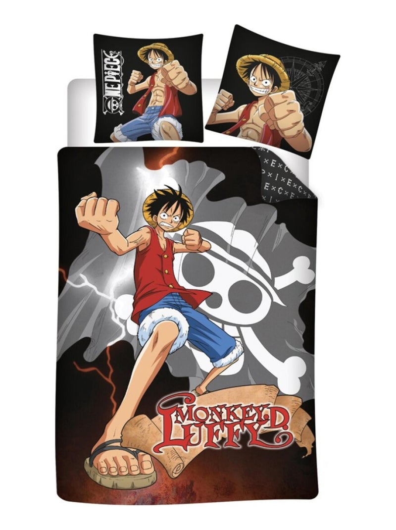 Parure de Lit Coton Enfant One Piece Monkey Noir - Kiabi