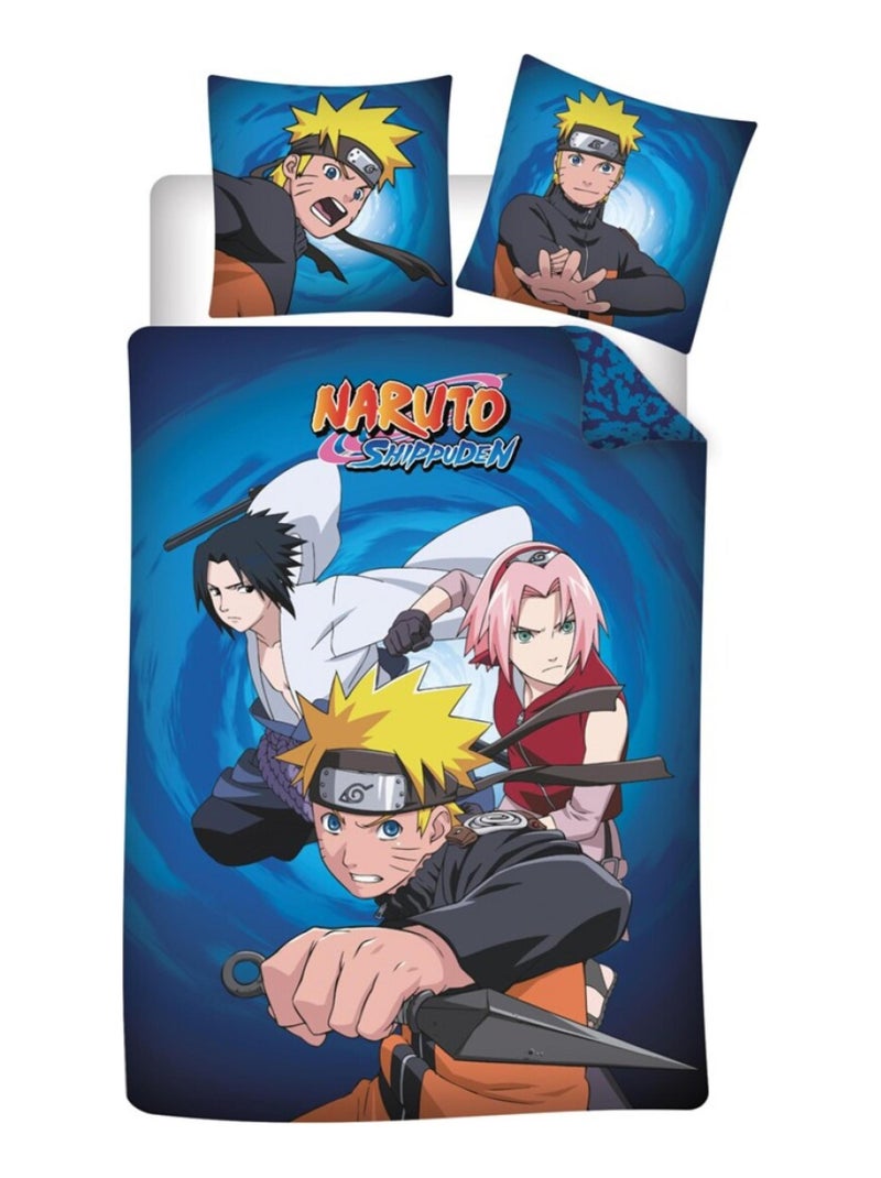 Parure de Lit Coton Enfant Réversible Naruto Sakura Bleu - Kiabi