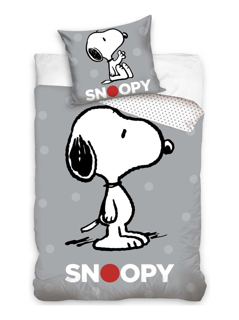 Parure de Lit Coton Enfant Snoopy Gris - Kiabi