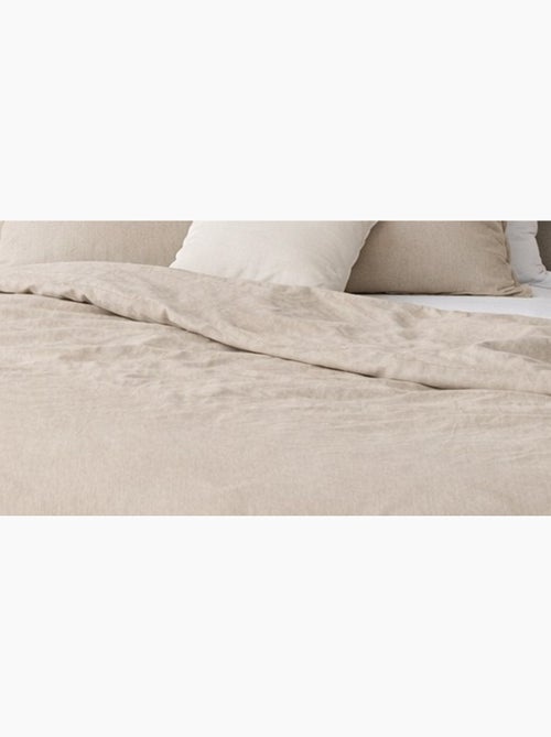 Parure de lit coton et lin lavé - 240x220 / beige - Kiabi Parure de lit coton et lin lavé - 240x220 / beige - Kiabi
