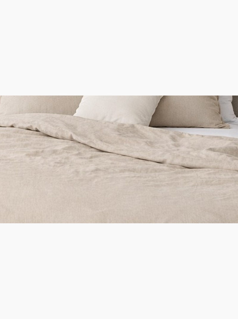 Parure de lit coton et lin lavé - 240x220 / Beige Beige - Kiabi