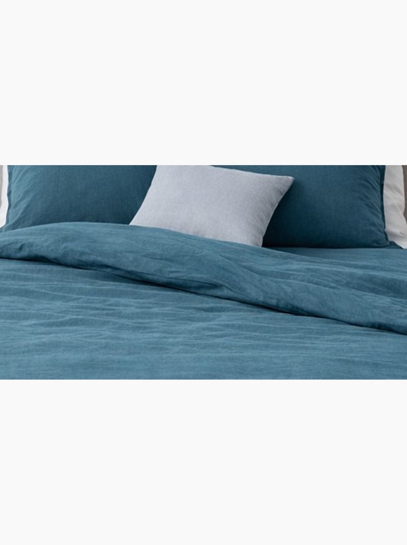 Parure de lit coton et lin lavé - bleu - 240x220 / bleu Bleu - Kiabi