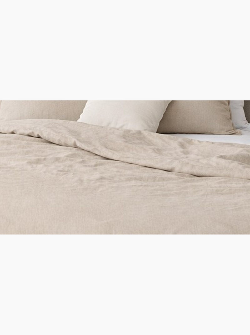 Parure de lit coton et lin lavé Beige - Kiabi