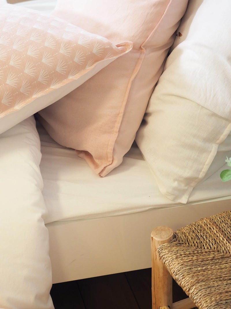 Parure de lit coton et Lin lavé EVI Rose - Kiabi