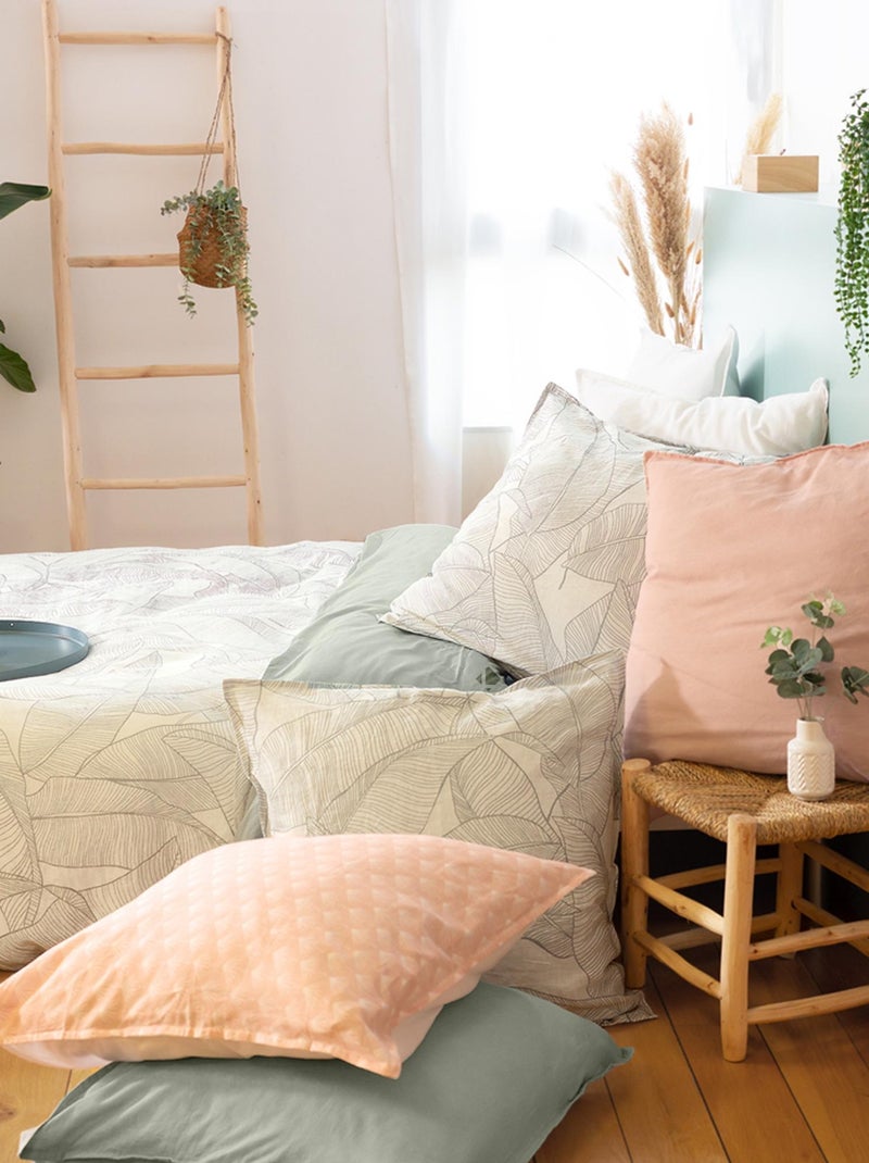Parure de lit coton et Lin lavé PAMPELUNE Vert - Kiabi